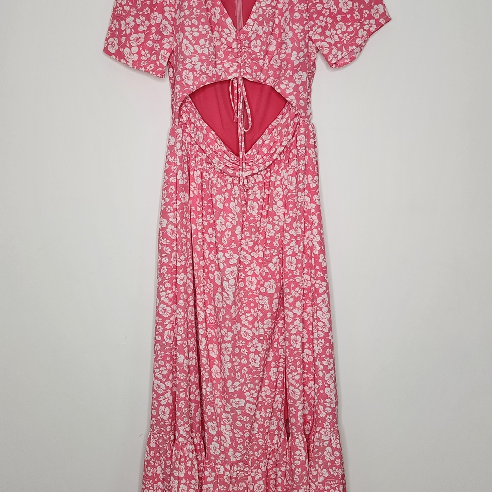 Wayf Pink Floral Cut Out Maxi Dress Small Spring Vibes Coquette Garden Party - Picture 3 of 15